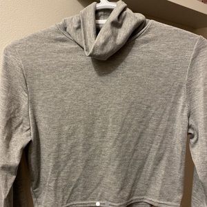 Missguided long sleeve mock neck grey crop top